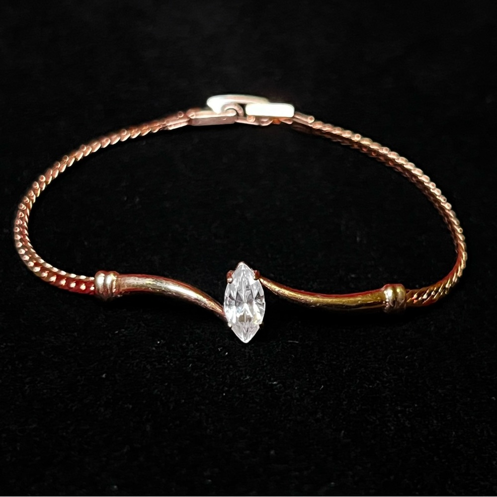 Avon Gold Tone Bracelet with Crystal Centerpiece